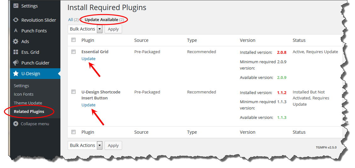 udpate plugins